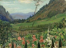 Hildenbrand, Garten in Menzenschwand, 1932, OelLw, 49 x 66 cm